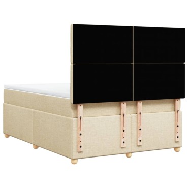 vidaXL Κρεβάτι Boxspring με Στρώμα Κρεμ 140x200 εκ. Υφασμάτινο