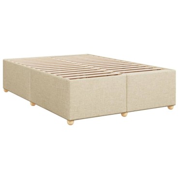 vidaXL Κρεβάτι Boxspring με Στρώμα Κρεμ 140x200 εκ. Υφασμάτινο