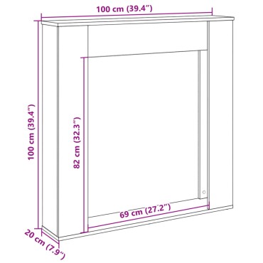 vidaXL Πλαίσιο Τζακιού Αρτισιανή Δρυς 100x20x100 εκ. από Επεξ. Ξύλο
