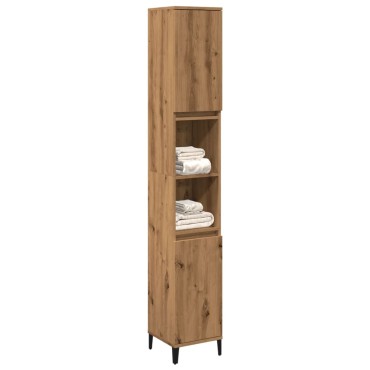 vidaXL Ντουλάπι μπάνιου Δρυς τεχνίτης 30x30x190cm Κατασκευασμένο ξύλο 1 τεμ.