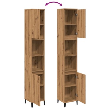 vidaXL Ντουλάπι μπάνιου Δρυς τεχνίτης 30x30x190cm Κατασκευασμένο ξύλο 1 τεμ.