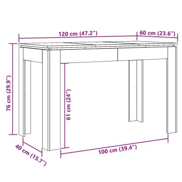 vidaXL Τραπεζαρία Αρτισιανή Δρυς 120x60x76cm από Επεξεργασμένο Ξύλο 1 τεμ.