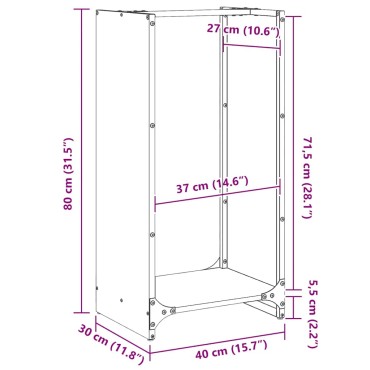 vidaXL Ράφι Καυσόξυλων 40x30x80 εκ. Χάλυβας ψυχρής έλασης