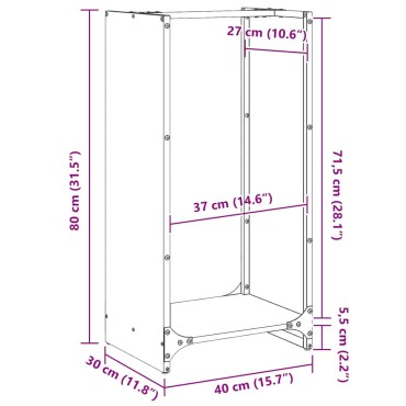 Ράφι για καυσόξυλα vidaXL 40x30x80 cm Ατσάλι σκληρυθέν στον αέρα