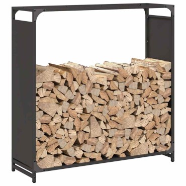 vidaXL Ράφι για καυσόξυλα Μαύρο 90x28x90 cm Ατσάλι ψυχρής έλασης