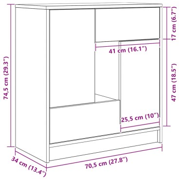 vidaXL Συρταριέρα με Συρτάρια και Πόρτες 70,5x34x74,5 εκ 1 τεμ.