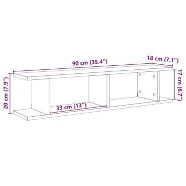 vidaXL Ραφιέρες Τοίχου 2 τεμ. 90x18x20cm Επεξεργασμένο Ξύλο