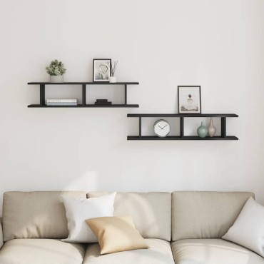 vidaXL Ραφιέρες Τοίχου 2 τεμ. 90x18x20cm Επεξεργασμένο Ξύλο
