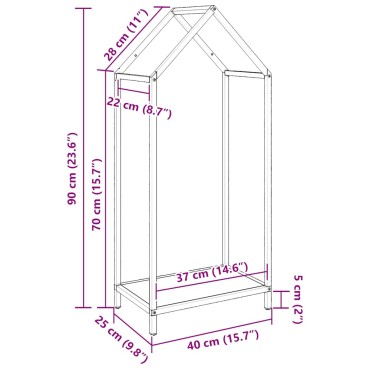vidaXL Ράφι για καυσόξυλα Μαύρο 40x25x90 εκ. Ατσάλι ψυχρής έλασης