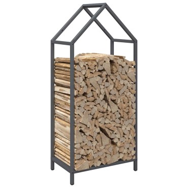 vidaXL Ράφι για καυσόξυλα Ανθρακί 40x25x90 εκ. Ατσάλι ψυχρής έλασης