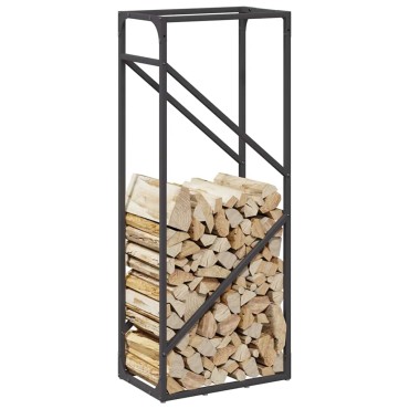 vidaXL Ράφι για καυσόξυλα Μαύρο 40x25x100 εκ. Ατσάλι ψυχρής έλασης