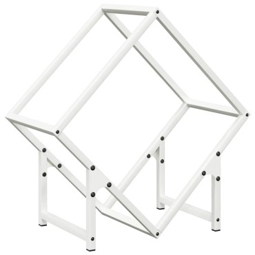 vidaXL Ράφι για καυσόξυλα Λευκό 50x25x50 εκ. Ατσάλι ψυχρής έλασης