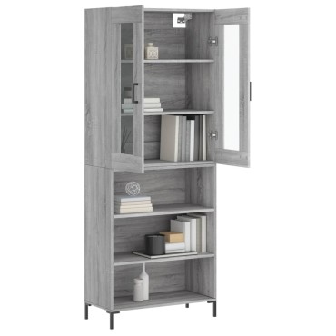 vidaXL Ντουλάπι Γκρι Sonoma 69,5x34x180cm Επεξεργασμένο Ξύλο 1 τεμ.