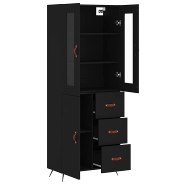 vidaXL Ντουλάπι Μαύρο 69,5x34x180cm από Επεξεργασμένο Ξύλο 1 τεμ.