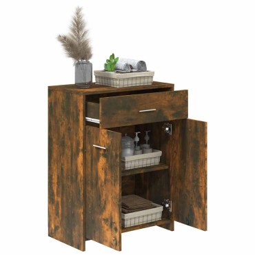 vidaXL Ντουλάπι Μπάνιου Καπνιστή Δρυς 60x33x80cm Επεξεργασμένο Ξύλο