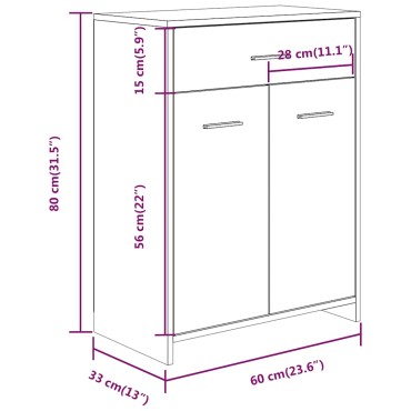 vidaXL Ντουλάπι Μπάνιου Καπνιστή Δρυς 60x33x80cm Επεξεργασμένο Ξύλο
