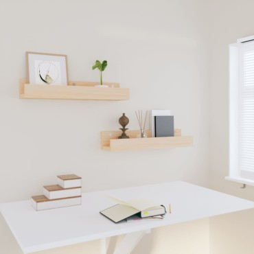 vidaXL Ράφια Τοίχου 2 τεμ. 50x12x9cm από Μασίφ Ξύλο Πεύκου
