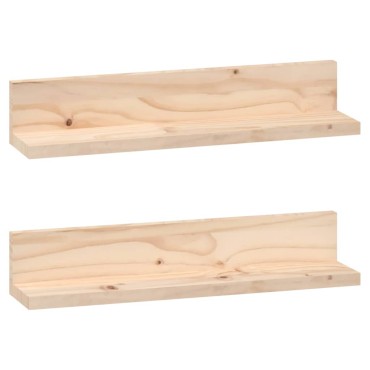 vidaXL Ράφια Τοίχου 2 τεμ. 50x11x9cm από Μασίφ Ξύλο Πεύκου