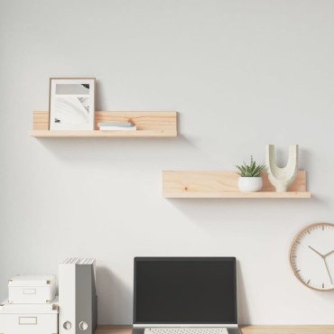 vidaXL Ράφια Τοίχου 2 τεμ. 50x11x9cm από Μασίφ Ξύλο Πεύκου