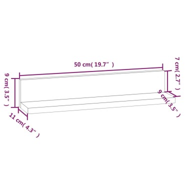 vidaXL Ράφια Τοίχου 2 τεμ. 50x11x9cm από Μασίφ Ξύλο Πεύκου