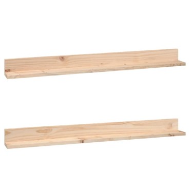 vidaXL Ράφια Τοίχου 2 τεμ. 110x11x9cm από Μασίφ Ξύλο Πεύκου