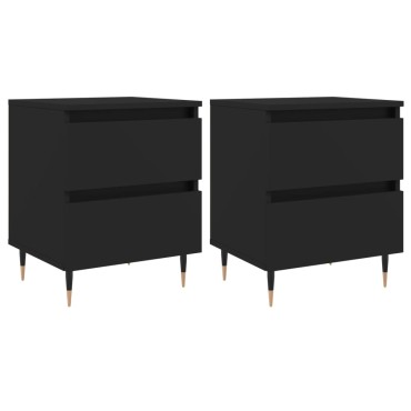 vidaXL Κομοδίνα 2 τεμ. Μαύρα 40x35x50cm από Επεξεργασμένο Ξύλο