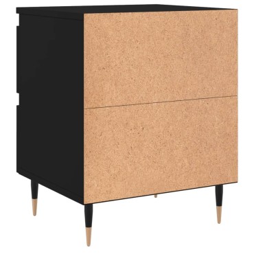 vidaXL Κομοδίνα 2 τεμ. Μαύρα 40x35x50cm από Επεξεργασμένο Ξύλο