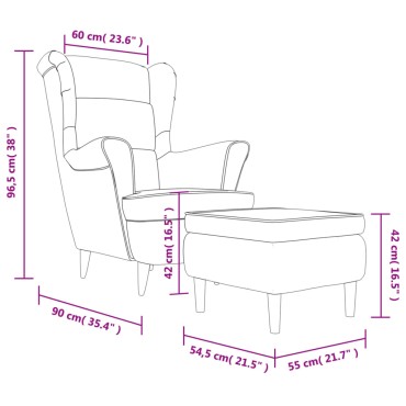 vidaXL Πολυθρόνα Μπλε Βελούδινη με Σκαμπό 78x90x96,5cm 1 τεμ.