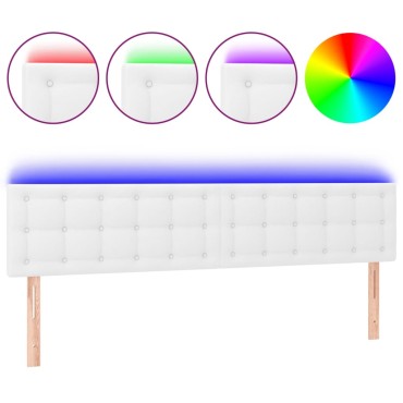 vidaXL Κεφαλάρι Κρεβατιού LED Λευκό 180x5x78/88cm Συνθετ. Δέρμα 1 τεμ.