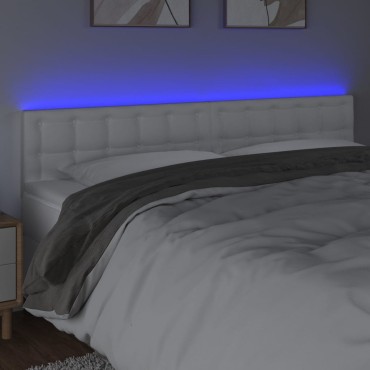 vidaXL Κεφαλάρι Κρεβατιού LED Λευκό 180x5x78/88cm Συνθετ. Δέρμα 1 τεμ.