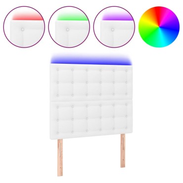 vidaXL Κεφαλάρι Κρεβατιού LED Λευκό 90x5x118/128 εκ 1 τεμ.