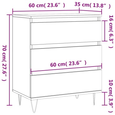vidaXL Ντουλάπι Μαύρο 60x35x70cm από Επεξεργασμένο Ξύλο 1 τεμ.
