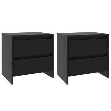 vidaXL Κομοδίνα 2 τεμ. Μαύρα 45x34,5x44,5cm από Μοριοσανίδα