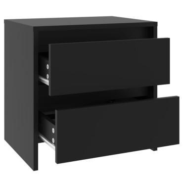 vidaXL Κομοδίνα 2 τεμ. Μαύρα 45x34,5x44,5cm από Μοριοσανίδα