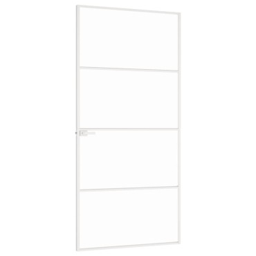vidaXL Εσωτερική Πόρτα Λευκή 93x201,5 εκ. Ψημένο Γυαλί&Λεπτό Αλουμίνιο
