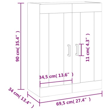 vidaXL Ντουλάπι Επιτοίχιο Sonoma Δρυς 69,5x34x90cm 1 τεμ.