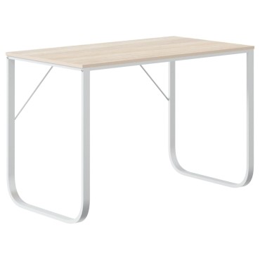 vidaXL Γραφείο Υπολογιστή Λευκό/Δρυς 110x60x73cm από Μοριοσανίδα 1 τεμ.