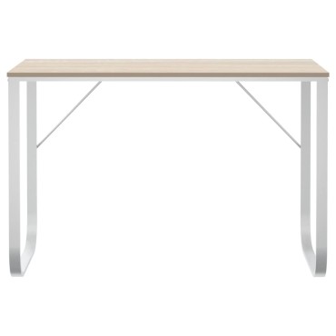 vidaXL Γραφείο Υπολογιστή Λευκό/Δρυς 110x60x73cm από Μοριοσανίδα 1 τεμ.