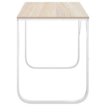 vidaXL Γραφείο Υπολογιστή Λευκό/Δρυς 110x60x73cm από Μοριοσανίδα 1 τεμ.