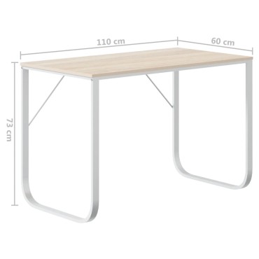 vidaXL Γραφείο Υπολογιστή Λευκό/Δρυς 110x60x73cm από Μοριοσανίδα 1 τεμ.