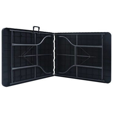 vidaXL Τραπέζι Κήπου Πτυσσόμ. Μαύρο 180x75x72cm HDPE Απομίμηση Ρατάν 1 τεμ.