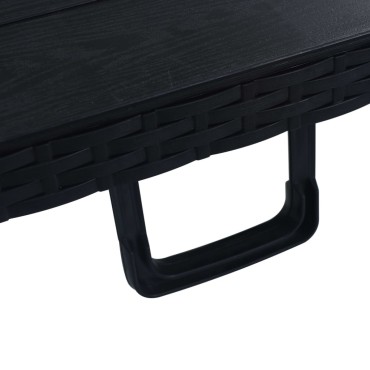 vidaXL Τραπέζι Κήπου Πτυσσόμ. Μαύρο 180x75x72cm HDPE Απομίμηση Ρατάν 1 τεμ.