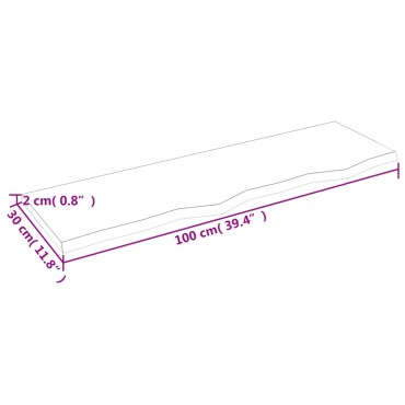vidaXL Πάγκος Μπάνιου Αν. Καφέ 100 x 30 x 2 εκ. Επεξεργ. Μασίφ Ξύλο