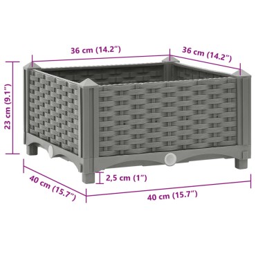 vidaXL Ζαρντινιέρα 40 x 40 x 23 εκ. από Πολυπροπυλένιο