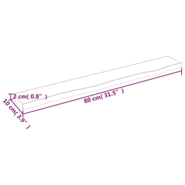 vidaXL Ράφι Τοίχου 80x10x2cm από Ακατέργαστο Μασίφ Ξύλο Δρυός 1 τεμ.
