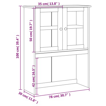 vidaXL Πάνω Ντουλάπι-Βιτρίνα VIGO 78x30x100cm Μασίφ Ξύλο Πεύκου 1 τεμ.