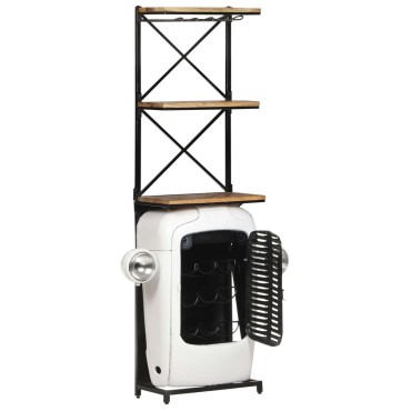 vidaXL Κάβα Κρασιών Λευκή Όψη Τρακτέρ 49x31x172cm Μασίφ Ξύλο Μάνγκο 1 τεμ.