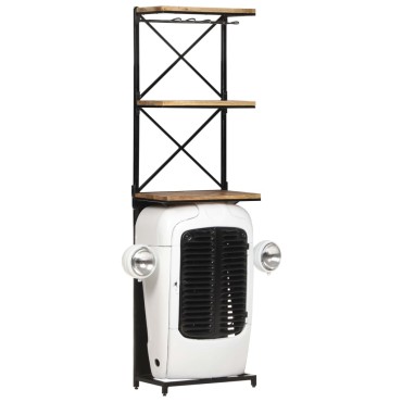 vidaXL Κάβα Κρασιών Λευκή Όψη Τρακτέρ 49x31x172cm Μασίφ Ξύλο Μάνγκο 1 τεμ.