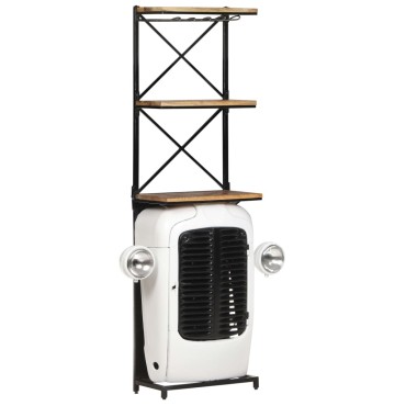 vidaXL Κάβα Κρασιών Λευκή Όψη Τρακτέρ 49x31x172cm Μασίφ Ξύλο Μάνγκο 1 τεμ.