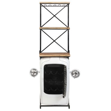 vidaXL Κάβα Κρασιών Λευκή Όψη Τρακτέρ 49x31x172cm Μασίφ Ξύλο Μάνγκο 1 τεμ.